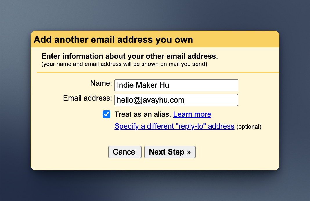 gmail add another email address