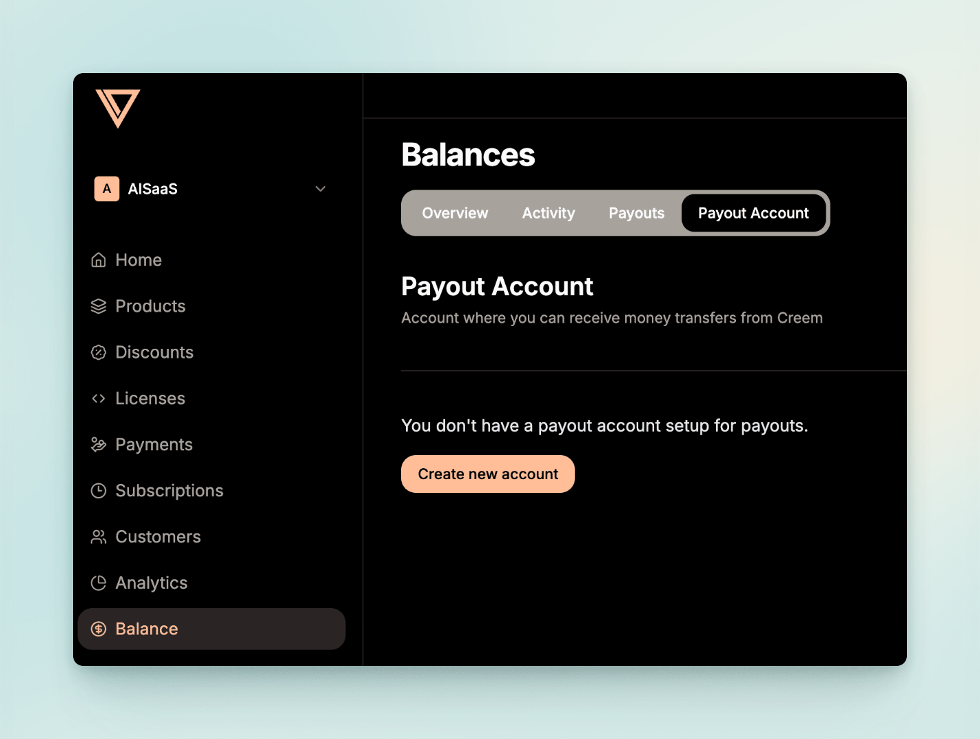 create payout account